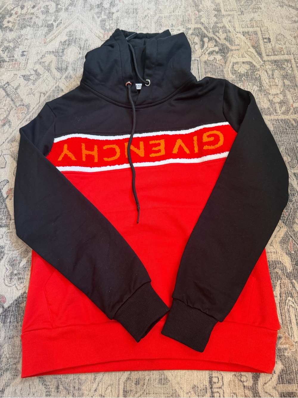 Givenchy Red and Black Logo Pullover Hoodie